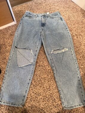 Light Wash Distressed High-Rise Jeans